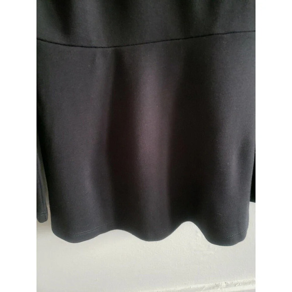 Eloquii Peplum Blouse Womens 14 Black Stretch Ponte Open Front Long Sleeve - Picture 6 of 9